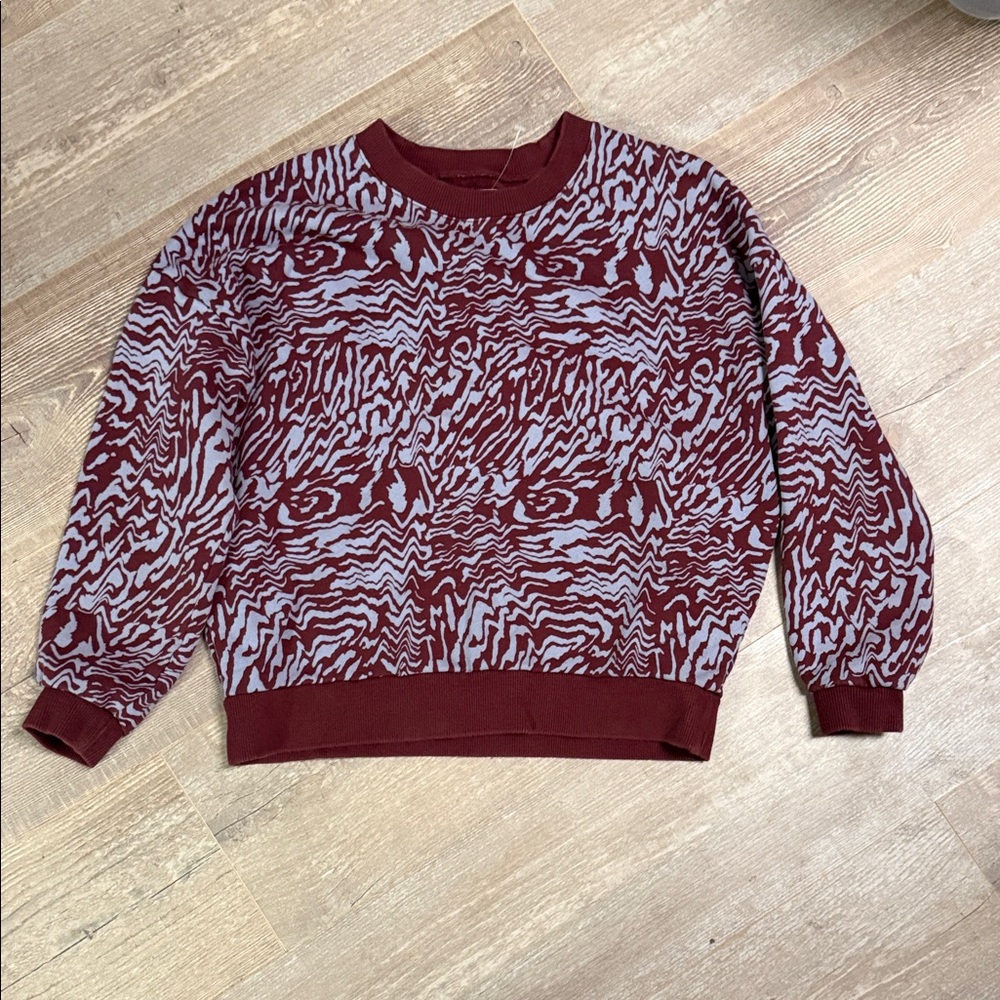 Madewell Maroon Patterned Oversized Sweatshirt - image 1